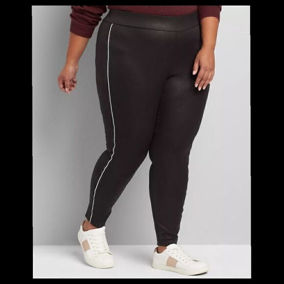 26W 28W Coated Legging Rhinestone Trim High Rise - Picture 1 of 8